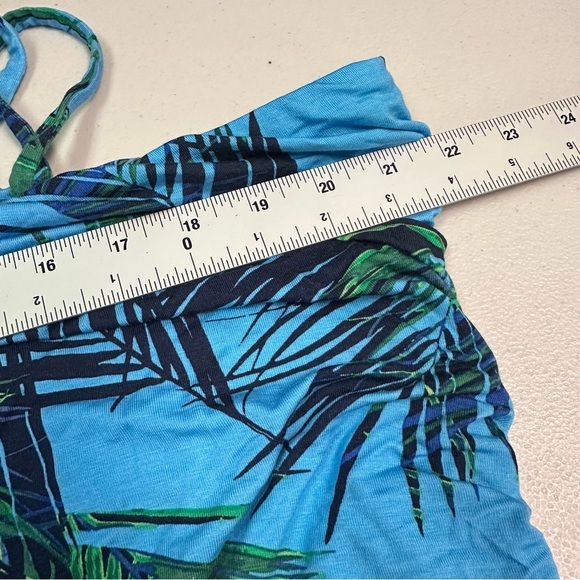 Belle by Kim Gravel | Blue and Green Leaf Print Jumpsuit - Picture 6 of 7